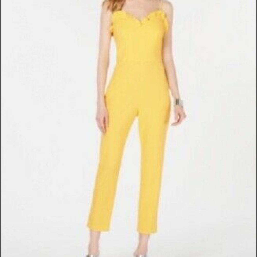 Adrianna Papell Micro Ruffled yellow Jumpsuit - Picture 3 of 4